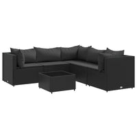 Thumbnail for 6-tlg. Garten-Lounge-Set mit Kissen Schwarz Poly Rattan