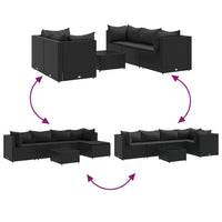 Thumbnail for 6-tlg. Garten-Lounge-Set mit Kissen Schwarz Poly Rattan