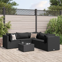 Thumbnail for 6-tlg. Garten-Lounge-Set mit Kissen Schwarz Poly Rattan