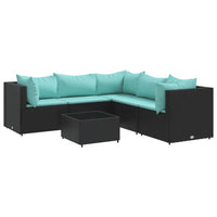 Thumbnail for 6-tlg. Garten-Lounge-Set mit Kissen Schwarz Poly Rattan