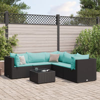 Thumbnail for 6-tlg. Garten-Lounge-Set mit Kissen Schwarz Poly Rattan