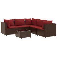 Thumbnail for 6-tlg. Garten-Lounge-Set mit Kissen Braun Poly Rattan