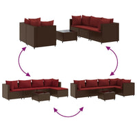 Thumbnail for 6-tlg. Garten-Lounge-Set mit Kissen Braun Poly Rattan