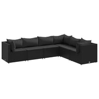 Thumbnail for 6-tlg. Garten-Lounge-Set mit Kissen Schwarz Poly Rattan