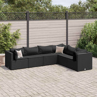 Thumbnail for 6-tlg. Garten-Lounge-Set mit Kissen Schwarz Poly Rattan