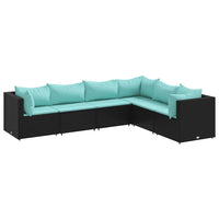 Thumbnail for 6-tlg. Garten-Lounge-Set mit Kissen Schwarz Poly Rattan