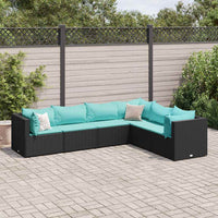 Thumbnail for 6-tlg. Garten-Lounge-Set mit Kissen Schwarz Poly Rattan