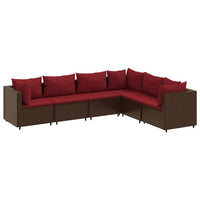 Thumbnail for 6-tlg. Garten-Lounge-Set mit Kissen Braun Poly Rattan