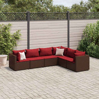 Thumbnail for 6-tlg. Garten-Lounge-Set mit Kissen Braun Poly Rattan