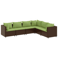 Thumbnail for 6-tlg. Garten-Lounge-Set mit Kissen Braun Poly Rattan