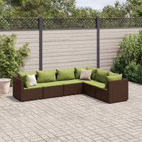 Thumbnail for 6-tlg. Garten-Lounge-Set mit Kissen Braun Poly Rattan