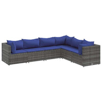 Thumbnail for 6-tlg. Garten-Lounge-Set mit Kissen Grau Poly Rattan