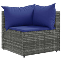 Thumbnail for 6-tlg. Garten-Lounge-Set mit Kissen Grau Poly Rattan