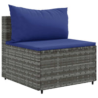 Thumbnail for 6-tlg. Garten-Lounge-Set mit Kissen Grau Poly Rattan