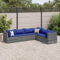 Thumbnail for 6-tlg. Garten-Lounge-Set mit Kissen Grau Poly Rattan
