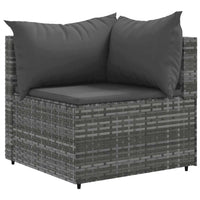 Thumbnail for 7-tlg. Garten-Lounge-Set mit Kissen Grau Poly Rattan