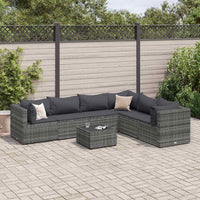 Thumbnail for 7-tlg. Garten-Lounge-Set mit Kissen Grau Poly Rattan