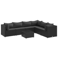 Thumbnail for 7-tlg. Garten-Lounge-Set mit Kissen Schwarz Poly Rattan