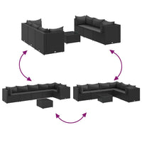 Thumbnail for 7-tlg. Garten-Lounge-Set mit Kissen Schwarz Poly Rattan