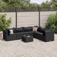 Thumbnail for 7-tlg. Garten-Lounge-Set mit Kissen Schwarz Poly Rattan