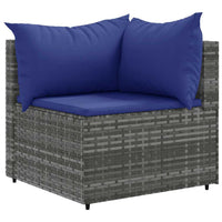 Thumbnail for 7-tlg. Garten-Lounge-Set mit Kissen Grau Poly Rattan