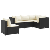 Thumbnail for 5-tlg. Garten-Lounge-Set mit Kissen Schwarz Poly Rattan