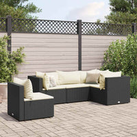 Thumbnail for 5-tlg. Garten-Lounge-Set mit Kissen Schwarz Poly Rattan