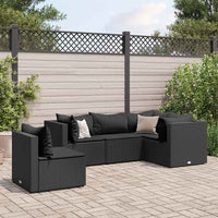 Thumbnail for 5-tlg. Garten-Lounge-Set mit Kissen Schwarz Poly Rattan