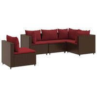 Thumbnail for 5-tlg. Garten-Lounge-Set mit Kissen Braun Poly Rattan
