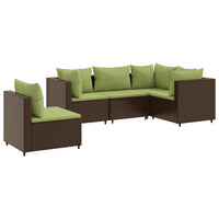 Thumbnail for 5-tlg. Garten-Lounge-Set mit Kissen Braun Poly Rattan