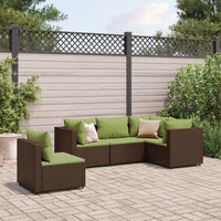 Thumbnail for 5-tlg. Garten-Lounge-Set mit Kissen Braun Poly Rattan