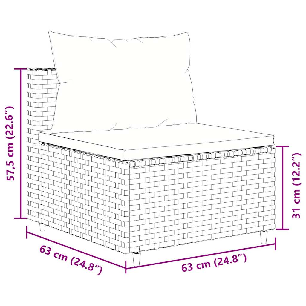 5-tlg. Garten-Lounge-Set mit Kissen Grau Poly Rattan