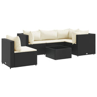 Thumbnail for 6-tlg. Garten-Lounge-Set mit Kissen Schwarz Poly Rattan