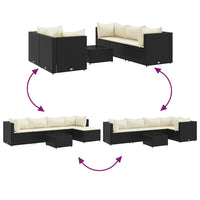 Thumbnail for 6-tlg. Garten-Lounge-Set mit Kissen Schwarz Poly Rattan