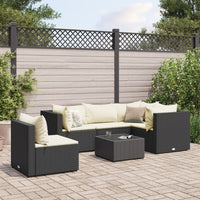 Thumbnail for 6-tlg. Garten-Lounge-Set mit Kissen Schwarz Poly Rattan