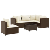 Thumbnail for 6-tlg. Garten-Lounge-Set mit Kissen Braun Poly Rattan