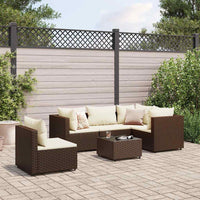 Thumbnail for 6-tlg. Garten-Lounge-Set mit Kissen Braun Poly Rattan