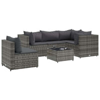 Thumbnail for 6-tlg. Garten-Lounge-Set mit Kissen Grau Poly Rattan
