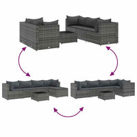 Thumbnail for 6-tlg. Garten-Lounge-Set mit Kissen Grau Poly Rattan