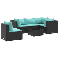 Thumbnail for 6-tlg. Garten-Lounge-Set mit Kissen Schwarz Poly Rattan