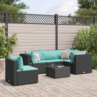 Thumbnail for 6-tlg. Garten-Lounge-Set mit Kissen Schwarz Poly Rattan
