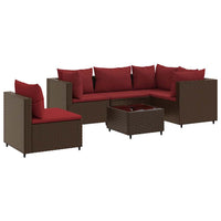 Thumbnail for 6-tlg. Garten-Lounge-Set mit Kissen Braun Poly Rattan