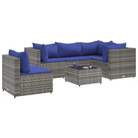 Thumbnail for 6-tlg. Garten-Lounge-Set mit Kissen Grau Poly Rattan