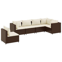Thumbnail for 6-tlg. Garten-Lounge-Set mit Kissen Braun Poly Rattan