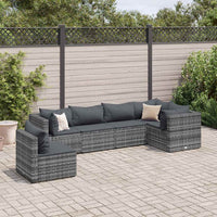Thumbnail for 6-tlg. Garten-Lounge-Set mit Kissen Grau Poly Rattan