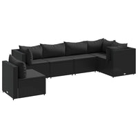 Thumbnail for 6-tlg. Garten-Lounge-Set mit Kissen Schwarz Poly Rattan