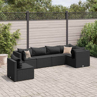 Thumbnail for 6-tlg. Garten-Lounge-Set mit Kissen Schwarz Poly Rattan