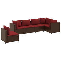 Thumbnail for 6-tlg. Garten-Lounge-Set mit Kissen Braun Poly Rattan