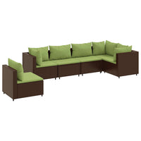 Thumbnail for 6-tlg. Garten-Lounge-Set mit Kissen Braun Poly Rattan