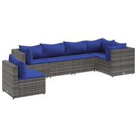 Thumbnail for 6-tlg. Garten-Lounge-Set mit Kissen Grau Poly Rattan